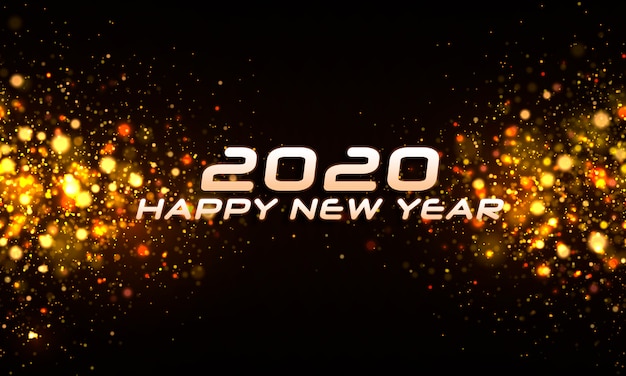 realistic blurred brilliant particles new year 2020 background