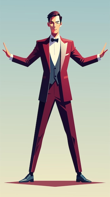 Vector realistic bodacious young man suit legs tpose simple white background vector illustration