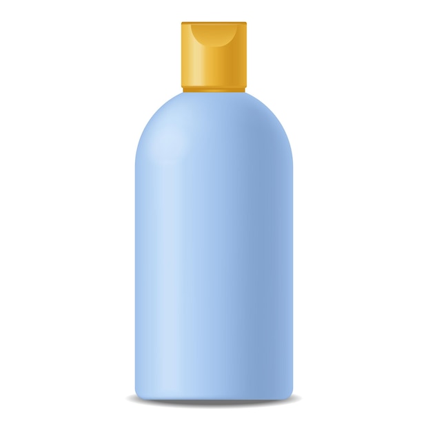 Realistic bottle package vector blue shampoo bottle hair face skin cosmetics yellow design