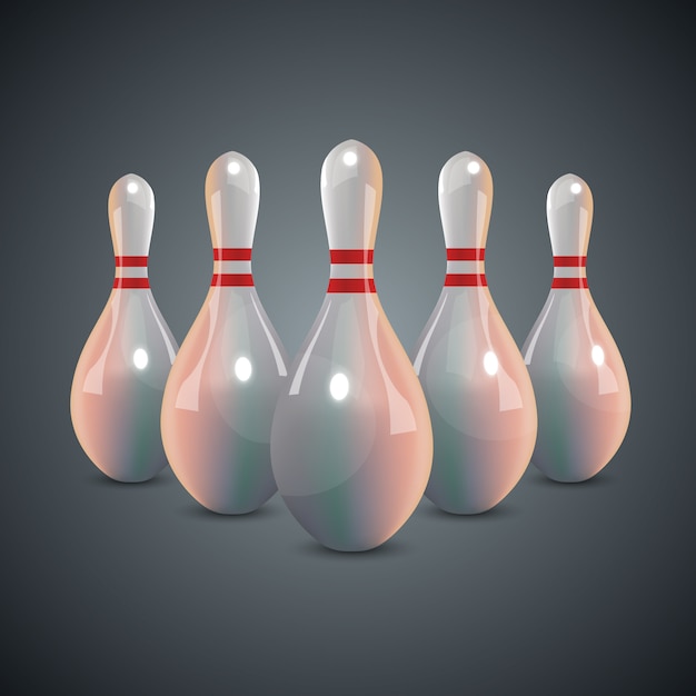 Realistic bowling  set on dark gray background.