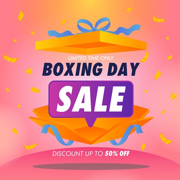 Realistic boxing day sale background