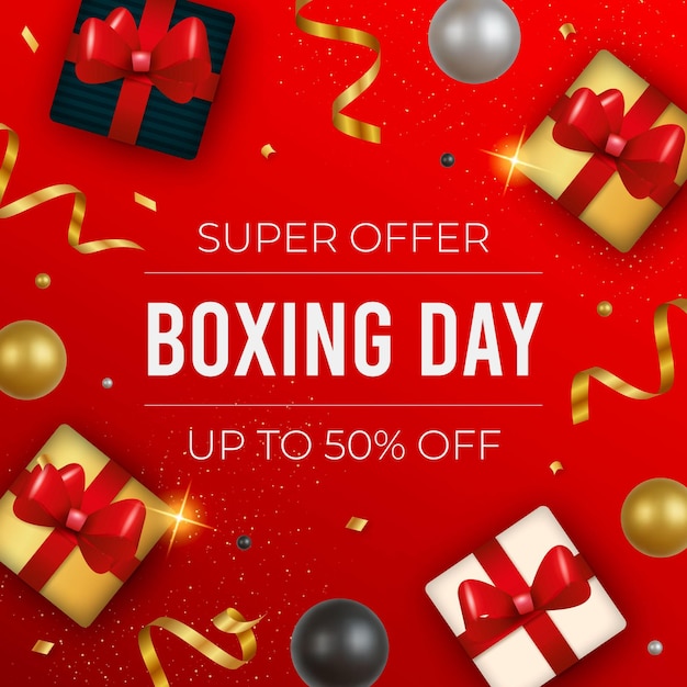 Realistic boxing day sale illustration