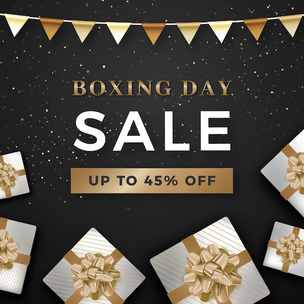 Realistic boxing day sale illustration