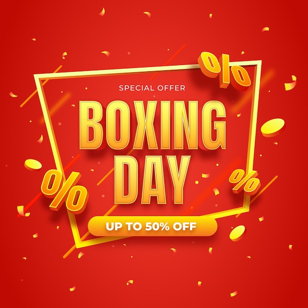 Realistic boxing day sale illustration