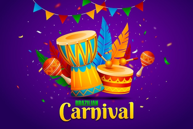 Realistic brazilian carnival background