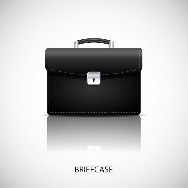 Realistic briefcase icon black color