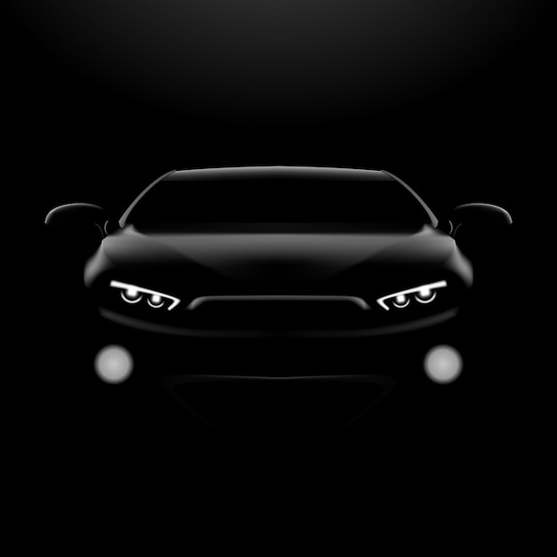 Realistic Car In The Dark Front View