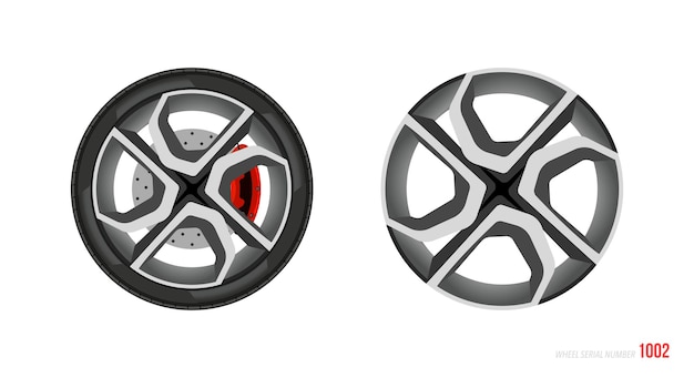 Vector realistic car rim. wheel and rim symbol in modern and flat style. vector illustration of car element