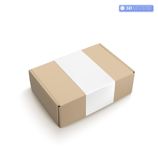 Vector realistic cardboard box icon symbols blank white cube product packaging paper cardboard box carton packaging box mockup 3d vector isolated illustration design cartoon pastel minimal style