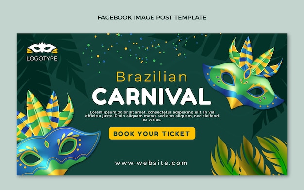 Realistic carnival social media post template