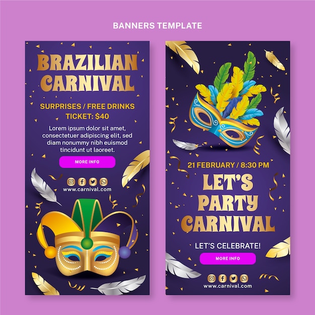 Realistic carnival vertical banners set