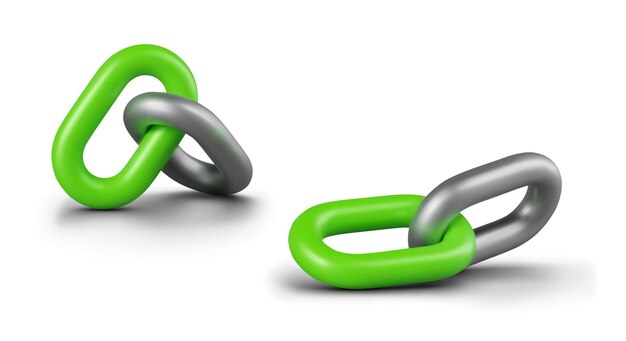 Vector realistic chain links in different positions symbol of union communication