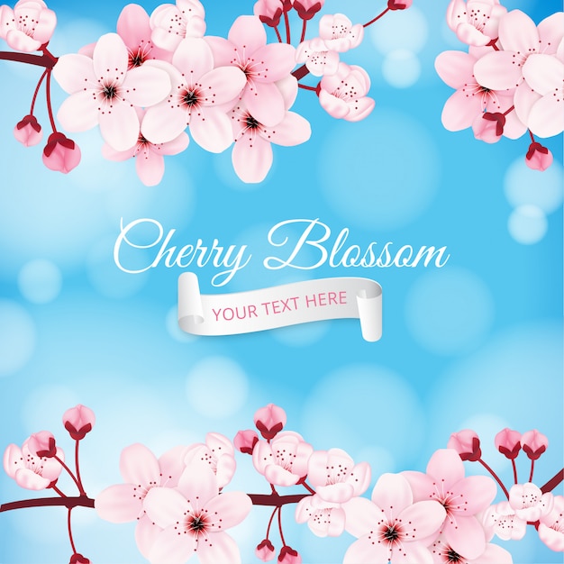 Realistic cherry blossom background