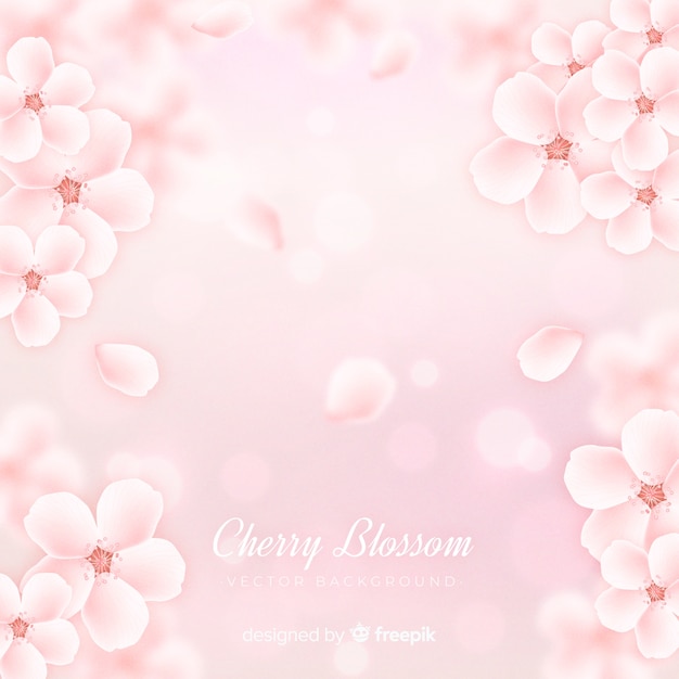 Realistic cherry blossom background