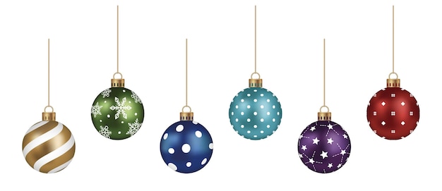 Realistic Christmas Balls Vector Illustration Set Isolated On A White Background.