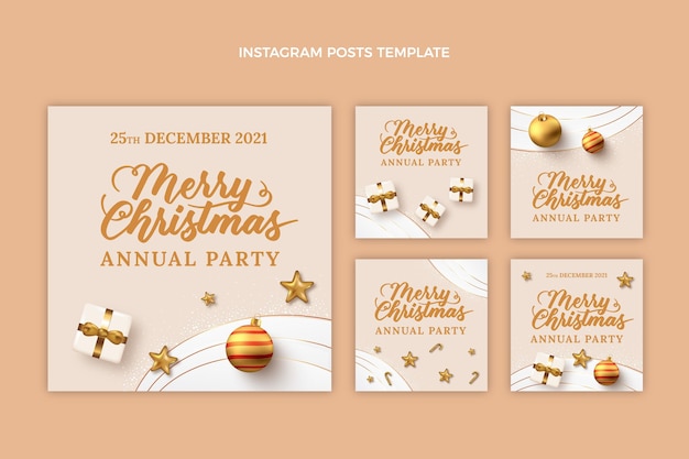 Realistic christmas instagram posts collection