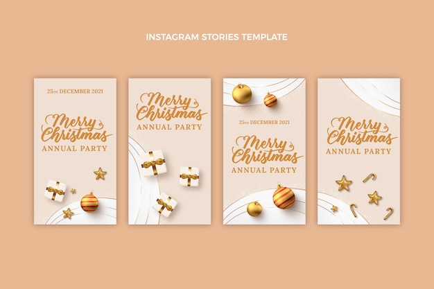 Realistic christmas instagram stories collection