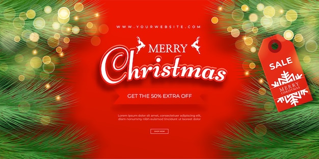 Realistic christmas sale banner template.