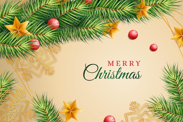 Realistic christmas tree branches background