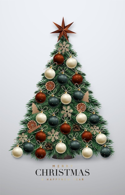 Realistic Christmas Tree with ornaments