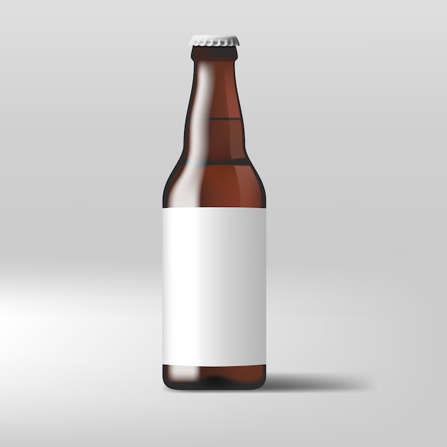 Realistic Clear Beer Bottle With White Label