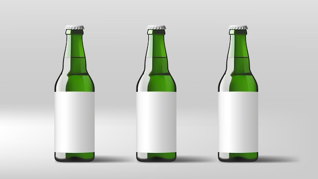 Realistic Clear Beer Bottles With White Label