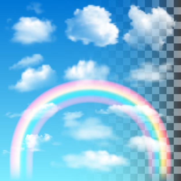 Realistic Cloud Set with color rainbow