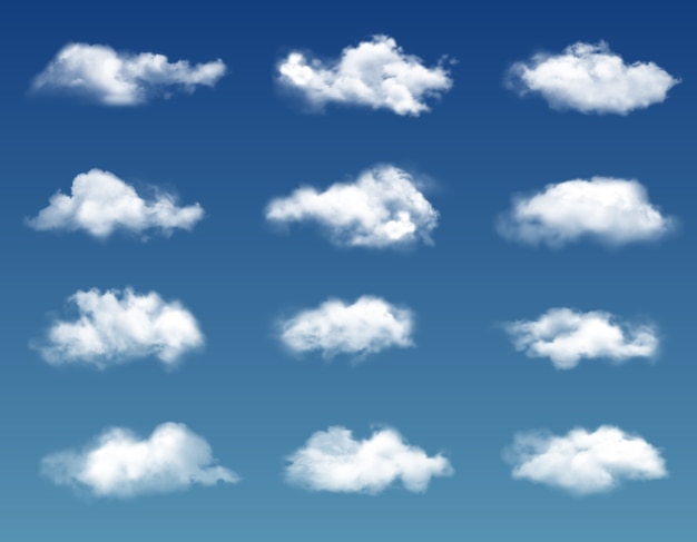 Realistic clouds in blue sky.