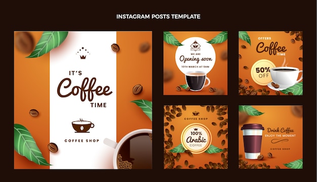 Realistic coffee shop template