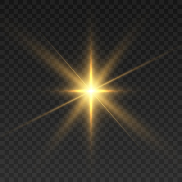 Realistic collection of bright light effects sparkling stars on a transparent background Vector