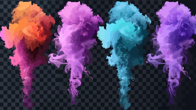 Vector realistic color smoke collection of clouds