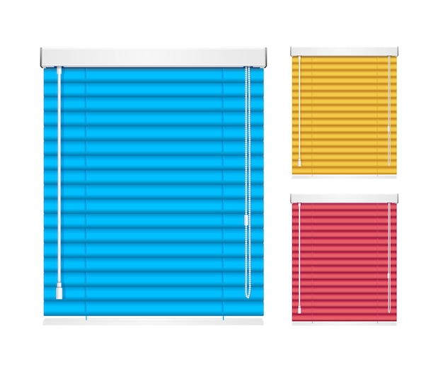 Realistic Color Window Jalousie Roller Shutters Blind Vector