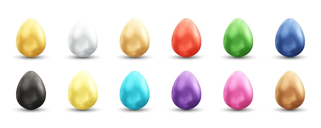 Realistic colorful eggs set 3d vector illustration