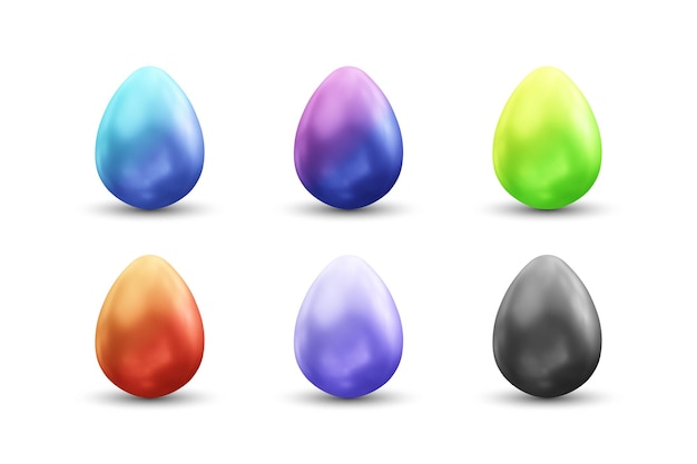 Realistic colorful eggs set 3d vector illustration