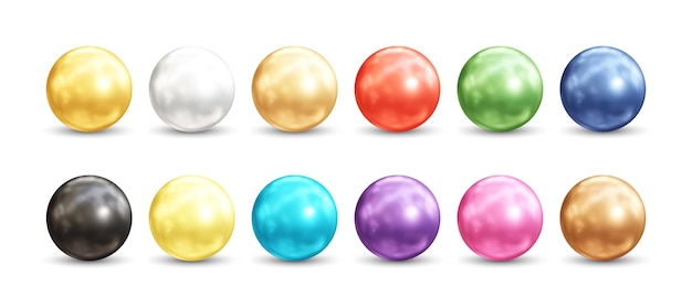 Realistic colorful pearls 3d vector illustration