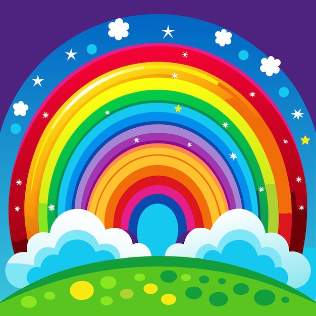 Realistic Colorful Rainbow Vector Illustration