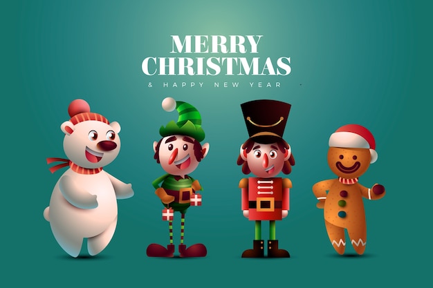 Vector realistic commercials cartoon christmas characters