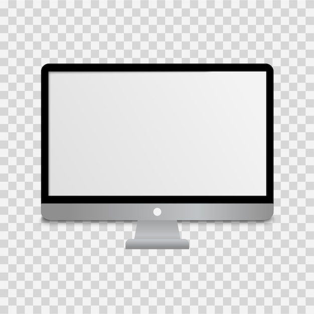 Realistic computer monitor with blank screen Electronic device mockup LCD Display Vector