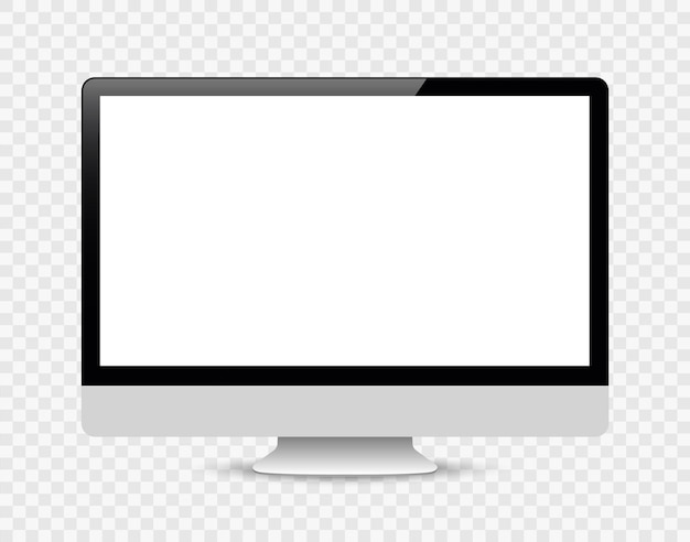 Realistic computer or Pc monitor isolated on background. Vector mockup.