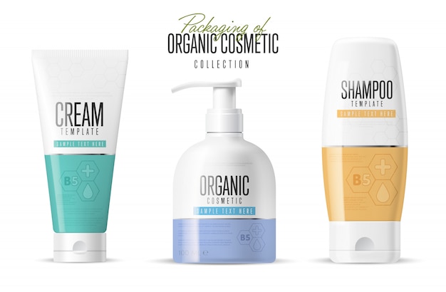 Realistic cosmetic brand mockup set