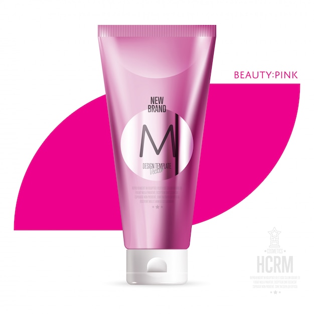 Realistic cosmetic shower gel pink container