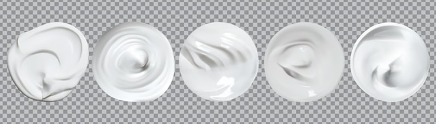 Realistic Creamy swirl shape set isolated on transparent background