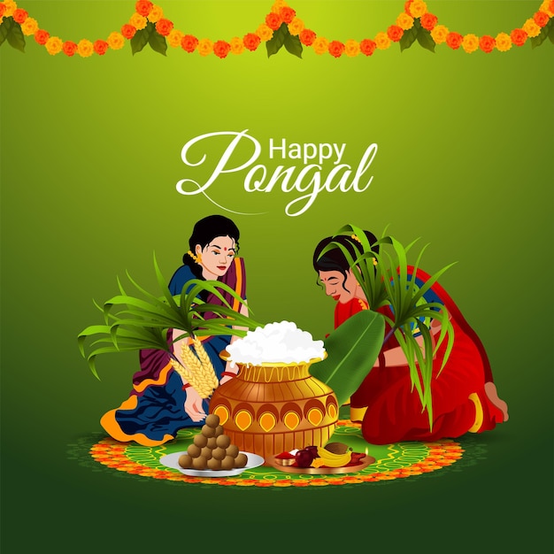 Realistic creative illustration of happy pongal