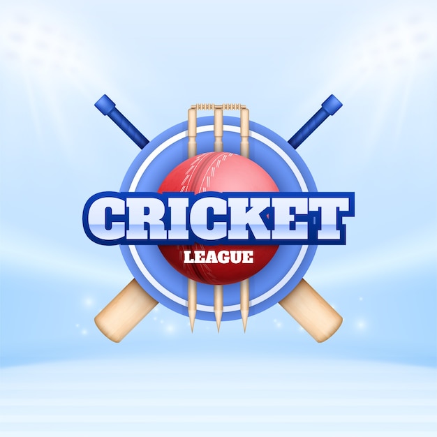 Realistic cricket logo template