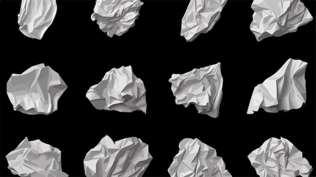 Vector realistic crumpled paper collection for creative projects