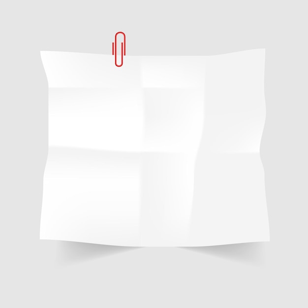 Realistic Crumpled Paper sticker with paperclip.Paper Notes