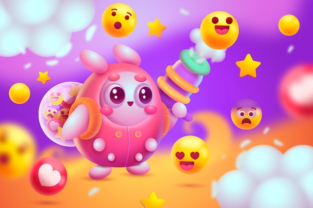 Realistic cute emoji background