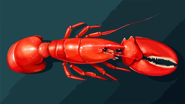 Vector realistic cute funny lobster from top view in natural habitat