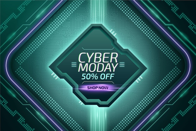 Realistic cyber monday background