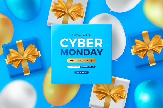 Realistic cyber monday background